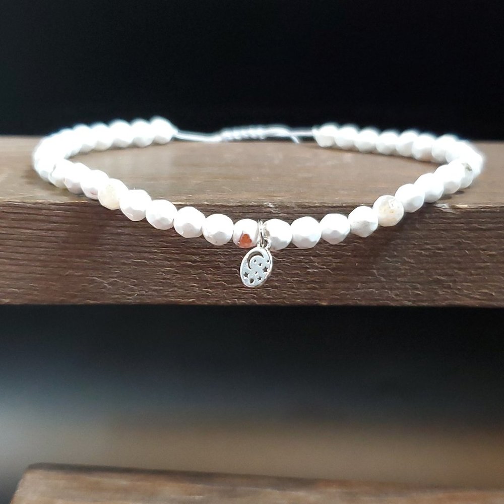 7 Inch 925 Sterling Silver Faux White Stones With Stars Charm Bracelet